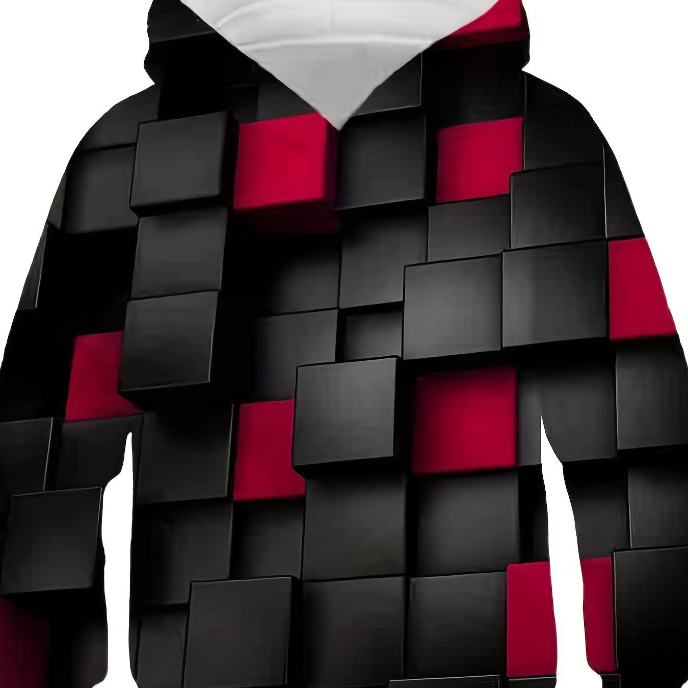3D Red Blocks Print Kid's Hoodie Unisex Pullover for Spring Fall Winter