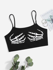 Halloween Skull Hands Print Seamless Sports Bra