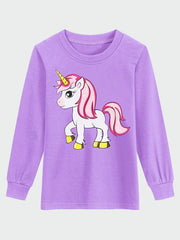 Girls Unicorn Print Pajamas Set Long Sleeve T shirt & Heart Print Pants