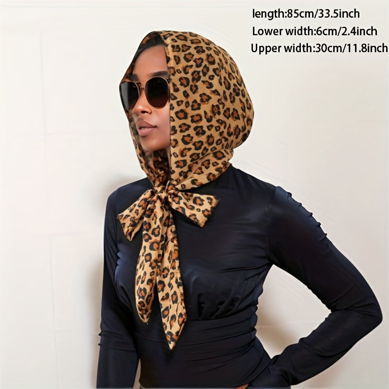 Leopard Print Hijab Lace Up Head Scarf Soft Turban Bandana