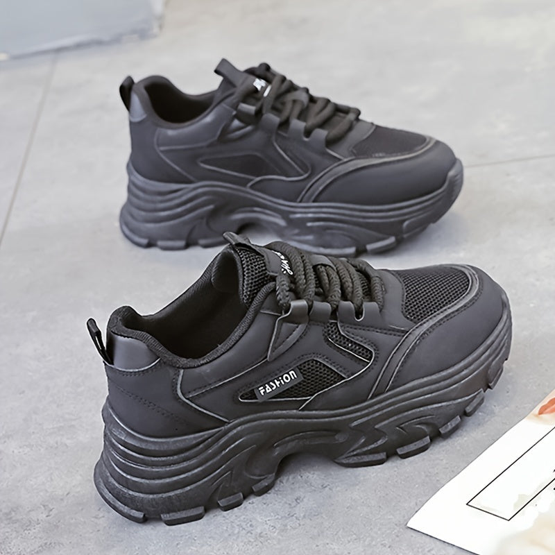 Anti Slip Thick Bottom Sporty Running Shoes Breathable Lace Up Dad Shoes