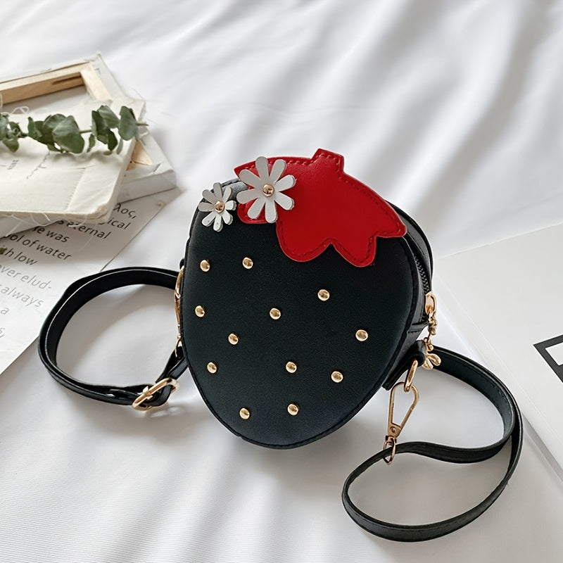 Girls Strawberry Shaped Zipper Shoulder Bag Messenger Bag Coin Purse Wallet