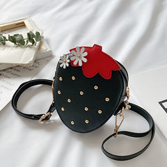 Girls Strawberry Shaped Zipper Shoulder Bag Messenger Bag Coin Purse Wallet