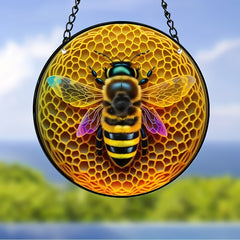 Bee Suncatcher Stained Glass Window Hanging for Home Decor