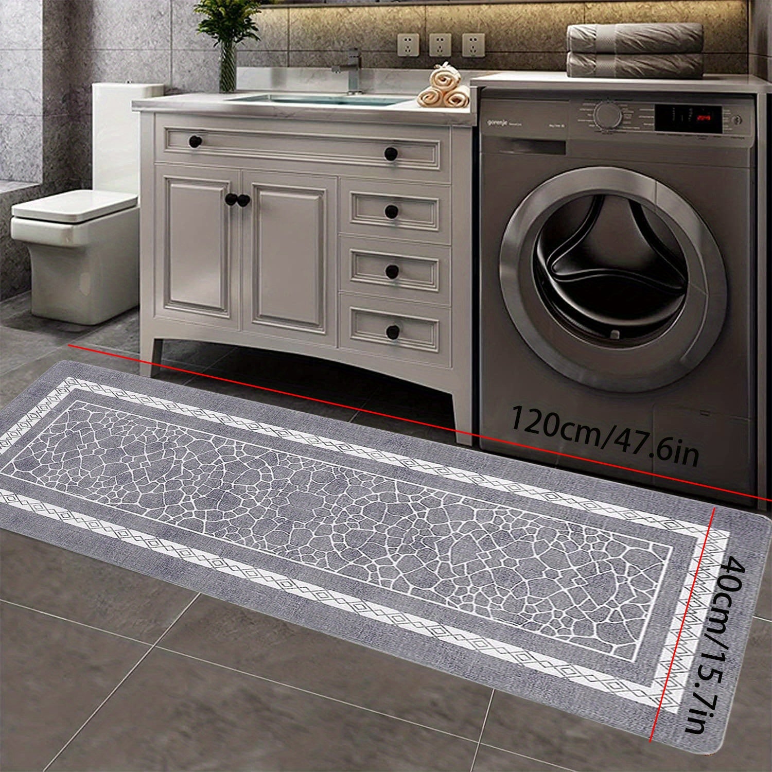 Grey Non-slip Absorbent Floor Mat for Living Room Bedroom