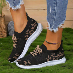 Women's Knit Sneakers Lace-Up Shoes Lightweight Running Shoes