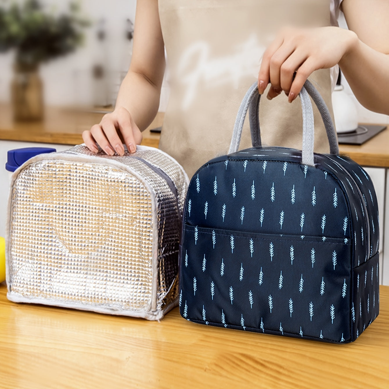 Durable Oxford Cloth Lunch Bag with Aluminum Foil Liner