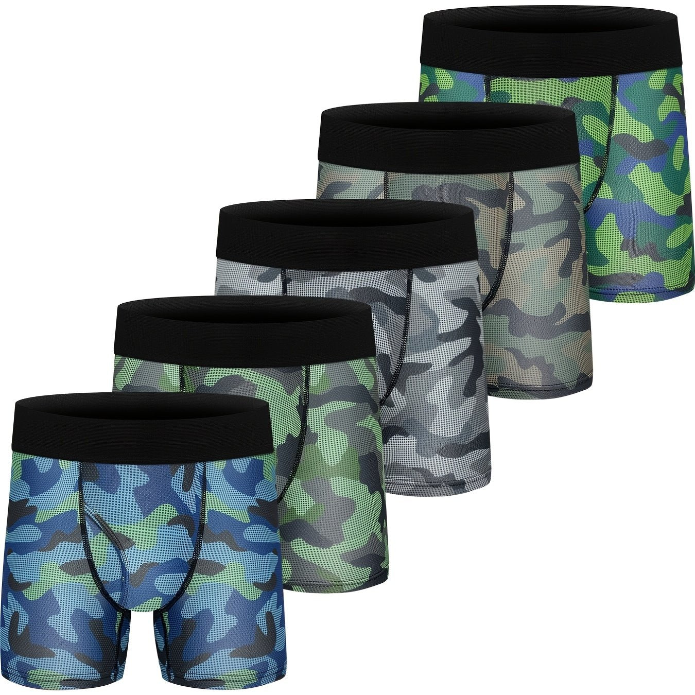 5pcs Boys Camo Boxer Briefs Soft Comfortable Kids Underwear