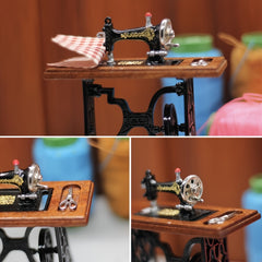 1:12 Scale Vintage Sewing Machine Dollhouse Accessory & Golden Model