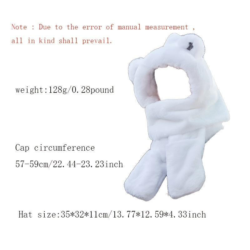 Women's Winter Warm 3 In 1 Set Plush Hat Scarf Gloves