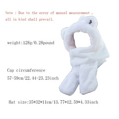 Women's Winter Warm 3 In 1 Set Plush Hat Scarf Gloves