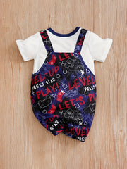 Newborn Infant Letter Print Romper Short Sleeve Jumpsuit