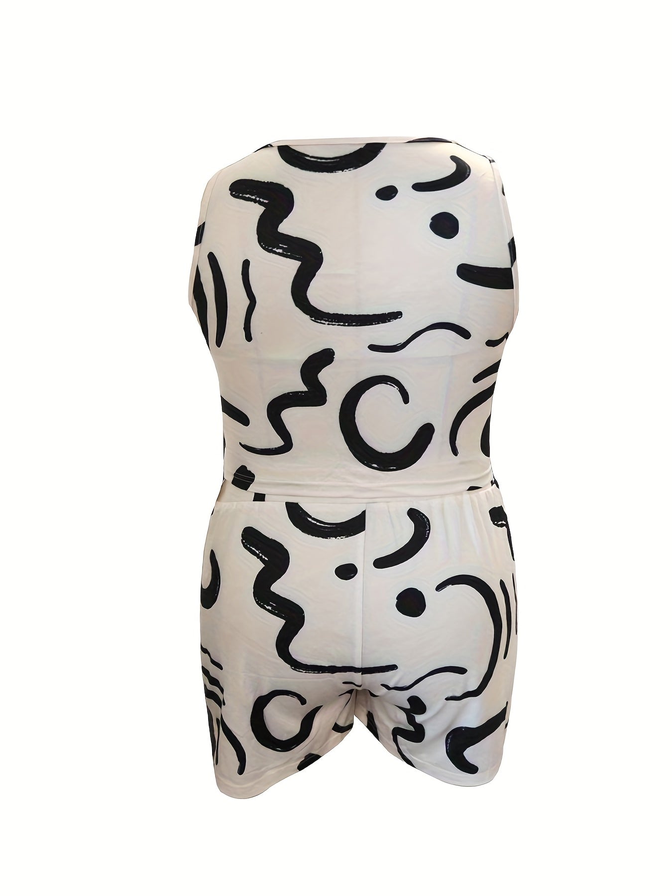 Graffiti Print Tank Top & Shorts Pajama Set