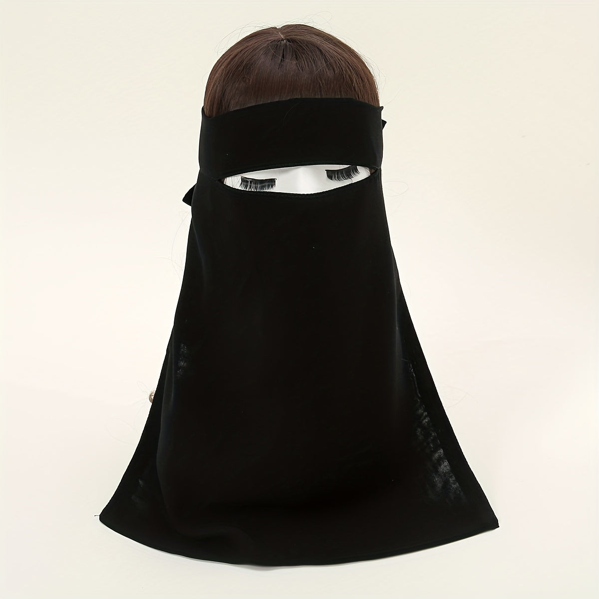 Chiffon Veil Scarf Full Cover Sunproof Neck Gaiter Lace Up Mask