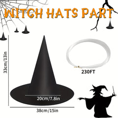 5Pcs Hanging Witch Hats & 16Pcs Bats Decor Set for Halloween