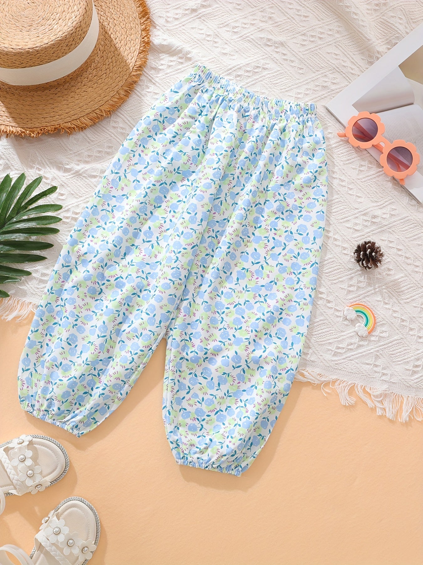 Toddler Girls Floral Graphic Trousers Elastic Waist Casual Jogger Pants