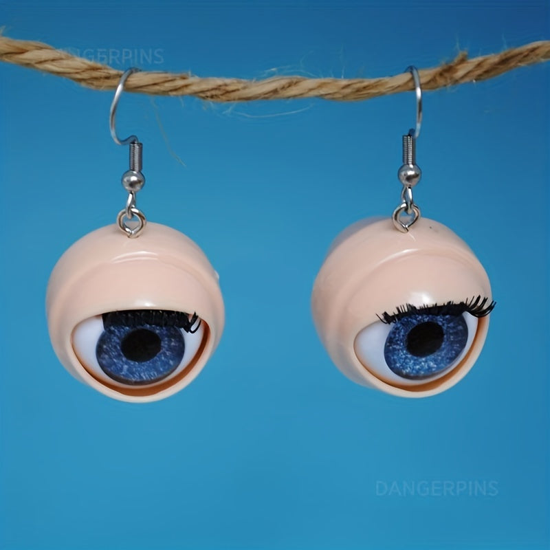 Pair of Terrifying Baby Eye Earrings with Blinking Movements