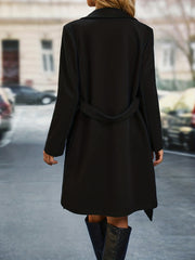 Solid Lapel Coat Open Front Long Sleeve Versatile Outerwear