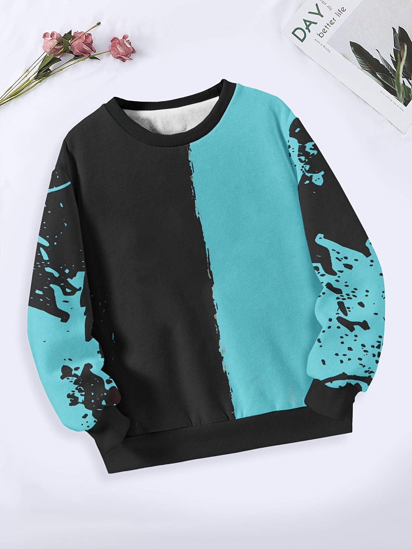 Tie Dye Pattern Long Sleeve Crew Neck Sweatshirt For Spring Fall