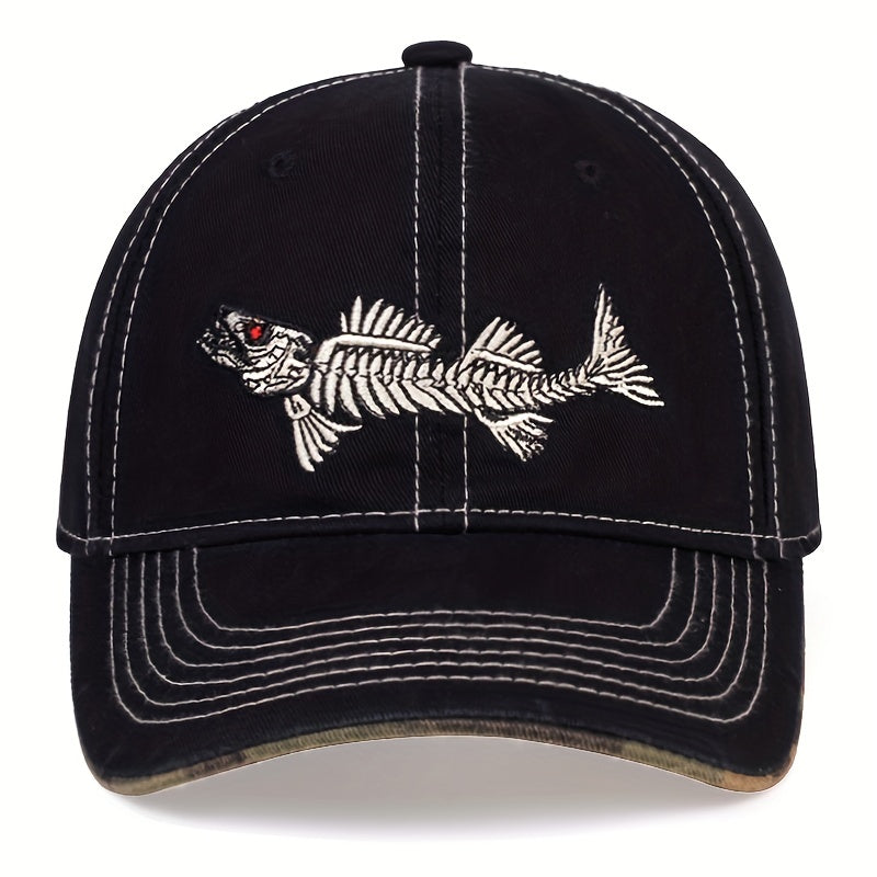 Fishbone Embroidery Baseball Cap
