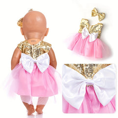 Peach & Yellow Tulle Skirt Doll Clothes for 17-18 Inch Girl Reborn Dolls