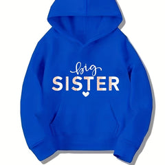 Big Sister Pattern Smart Hoodie For Girls Party Casual Long Sleeve Top