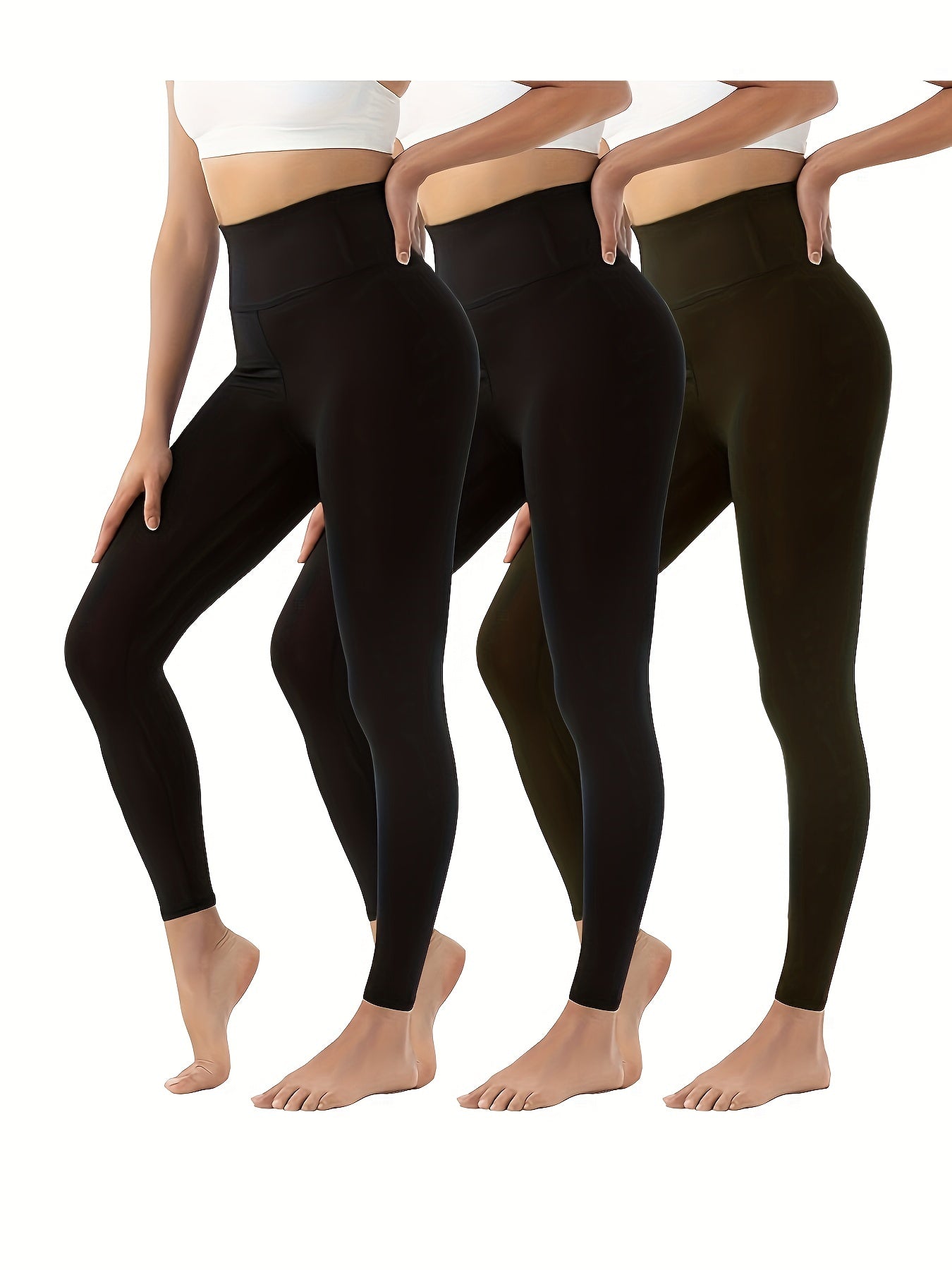 3pcs High Waist Tummy Control Fitness Pants Quick Dry Running Yoga Hip Lifting