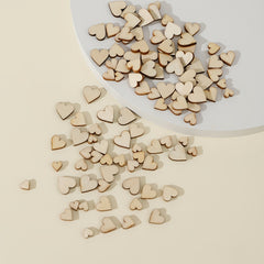 100pcs Wood Heart Cutouts Unfinished Wooden Heart Slices