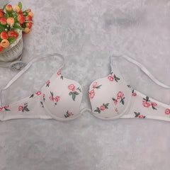 Floral Print Bralette Bra Comfy & Casual Push Up Everyday Bra