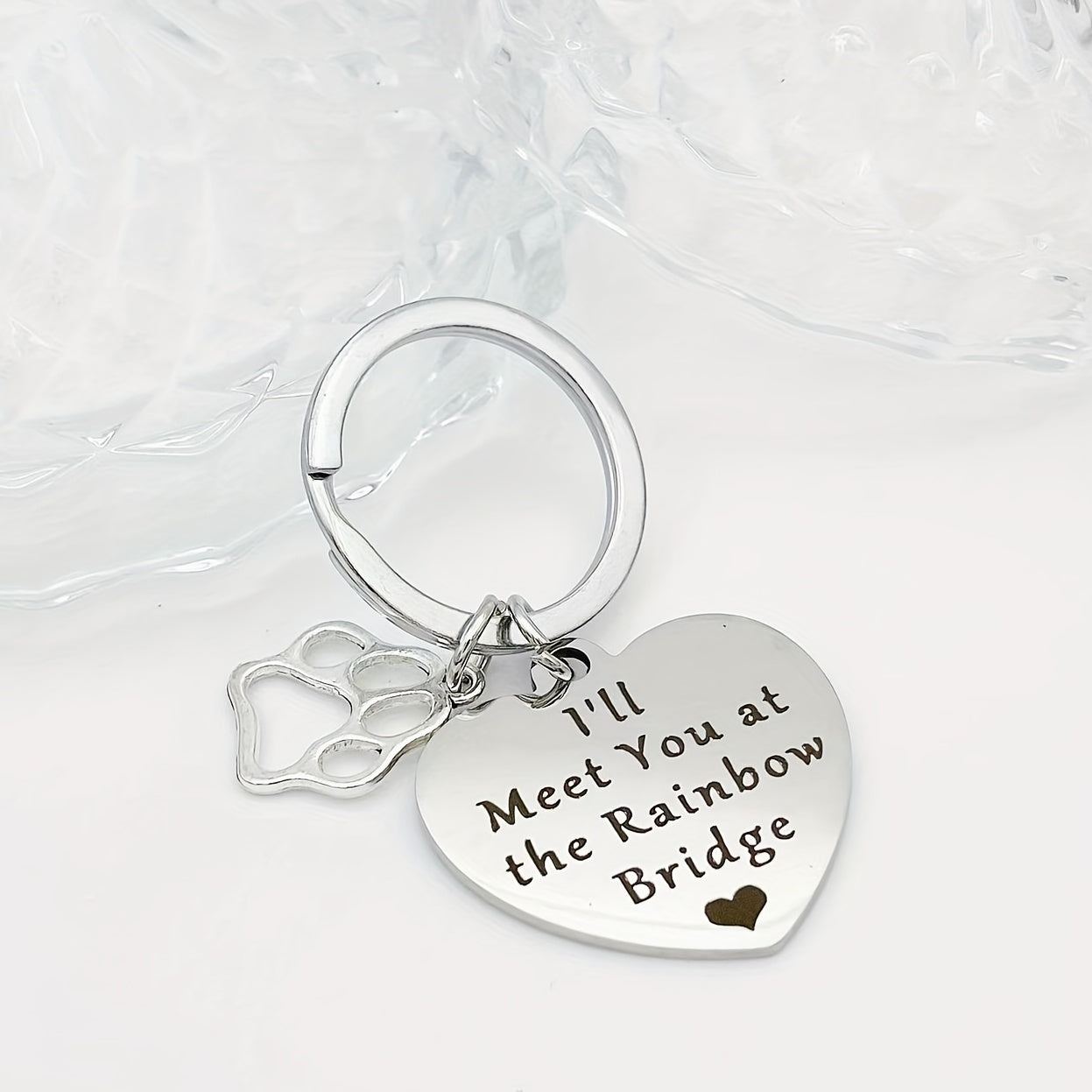 Pet Memorial Keychain Forever in Our Hearts Sympathy Remembrance