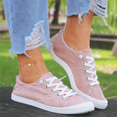 Non Slip Lace Up Walking Shoes Lightweight & Breathable Flat Shoes Women