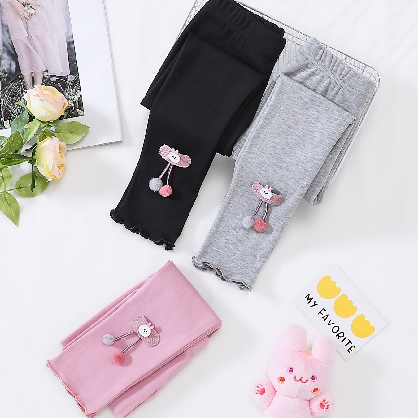 Girls Cartoon Rabbit Stretch Leggings Footless Tights