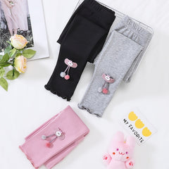 Girls Cartoon Rabbit Stretch Leggings Footless Tights