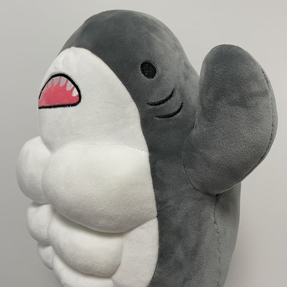 Large Shark Plush Toy 15 7in Soft Fuzzy Cuddly Stuffed Animal Grey Furry Shark
