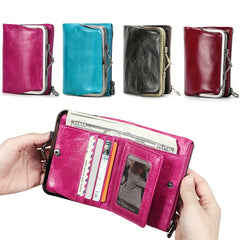 Vintage Leather RFID Blocking Wallet with Zipper Closure
