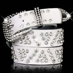 Women's Rhinestone Jeans Belt Wide Trim Fashion Glitter Studded