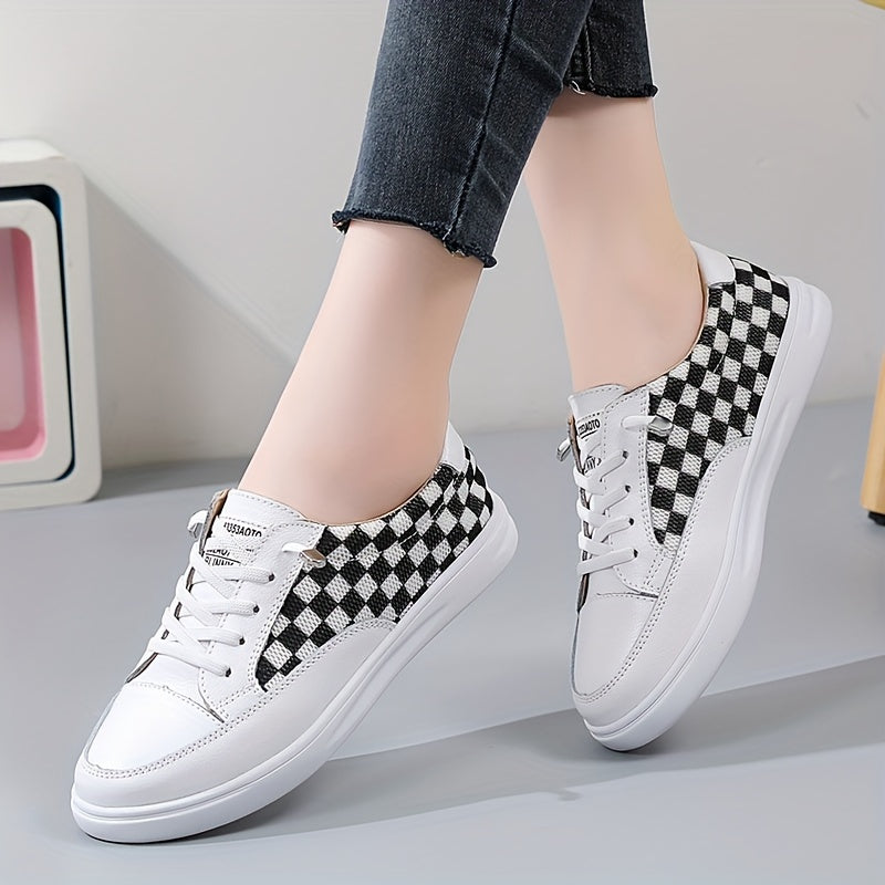 Women's Plaid Soft Sole Comfort Flat Shoes Breathable Walking Shoes