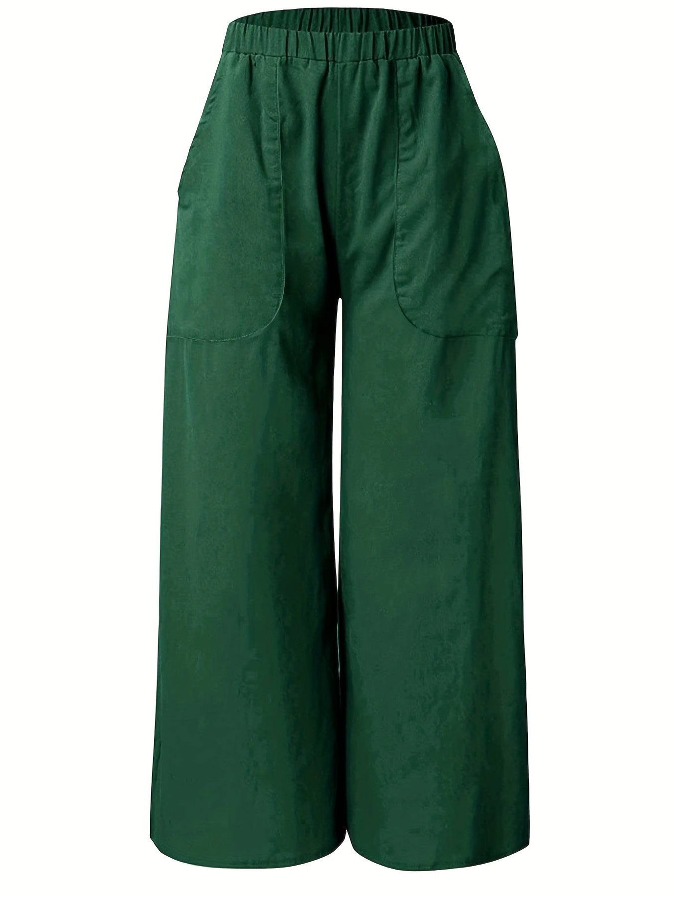 Elastic Waist Wide Leg Pants Casual Pocket Loose Pants