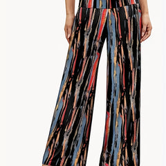 Wide Leg Print Pants Elastic Waist Women's Casual Pants