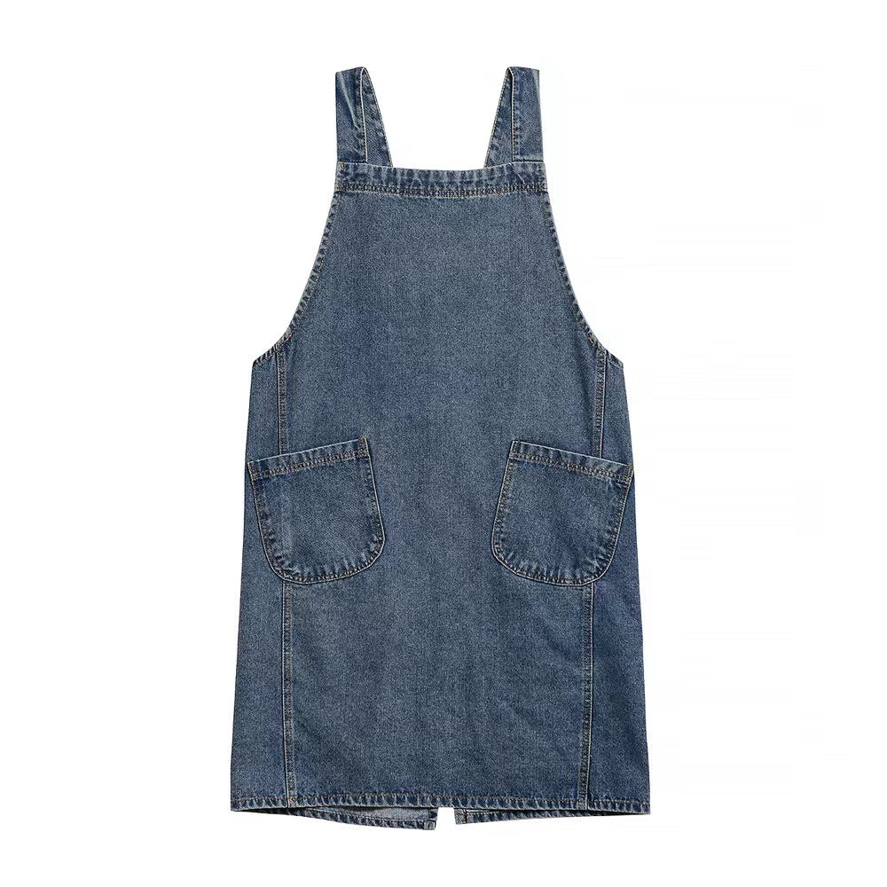 Vintage Haircut Denim Apron with Pocket