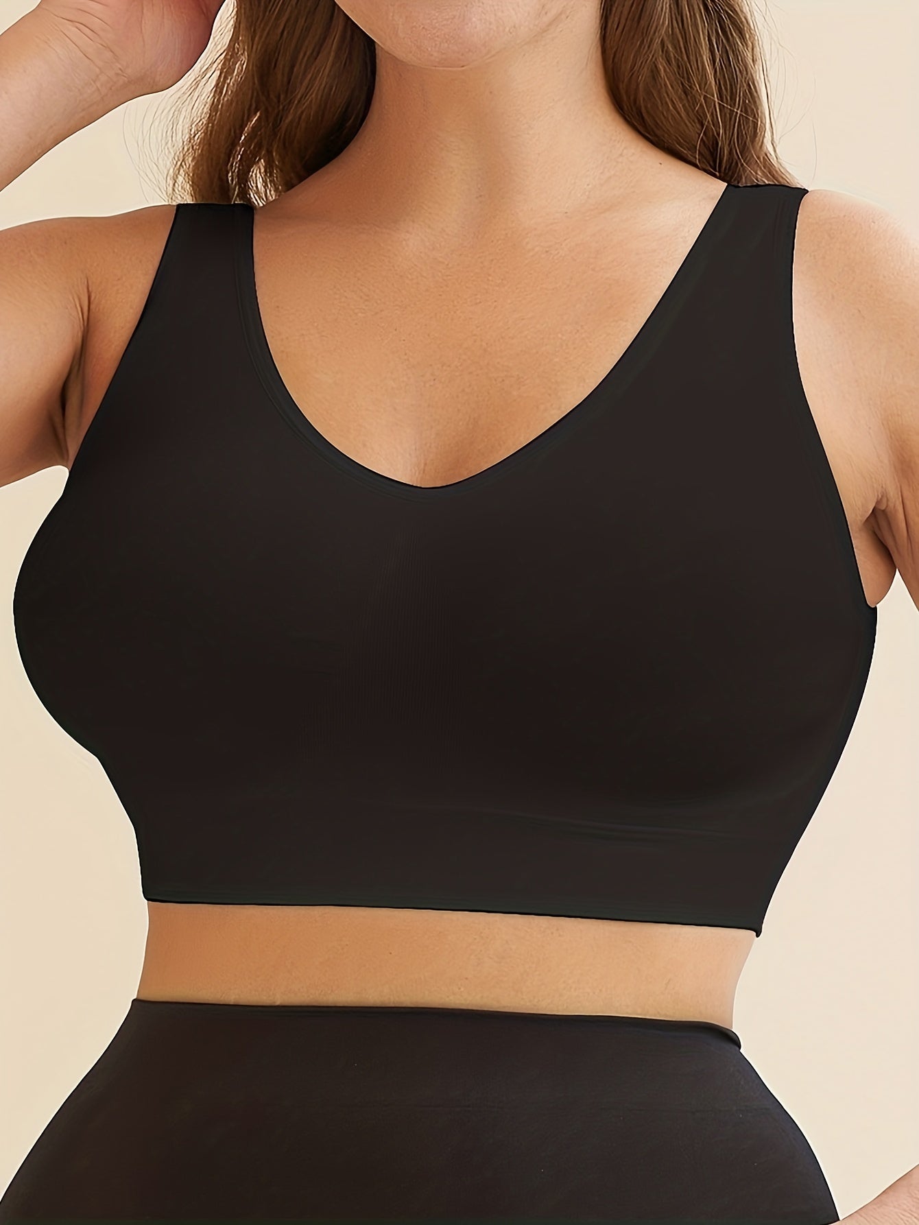 Sports Bra Seamless V Neck Padded High Stretch Running Yoga Bra