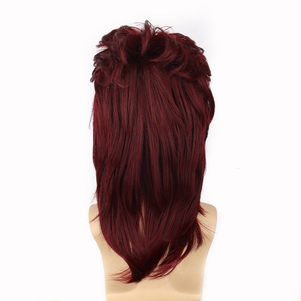 Men's Burgundy Curved Cropped Wig