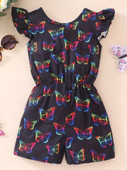 Toddler Kids Butterfly Graphic Backless Jumpsuit