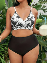 Tie Dye Bikini Set Surplice Neck Bra & Panty Swimsuit