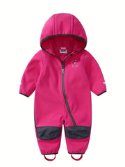 Boys Warm Softshell Outdoor Jumpsuit with Hooded Ski Suit