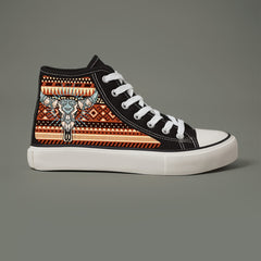 Cow Print Chunky Canvas Sneakers High Top Skate Shoes