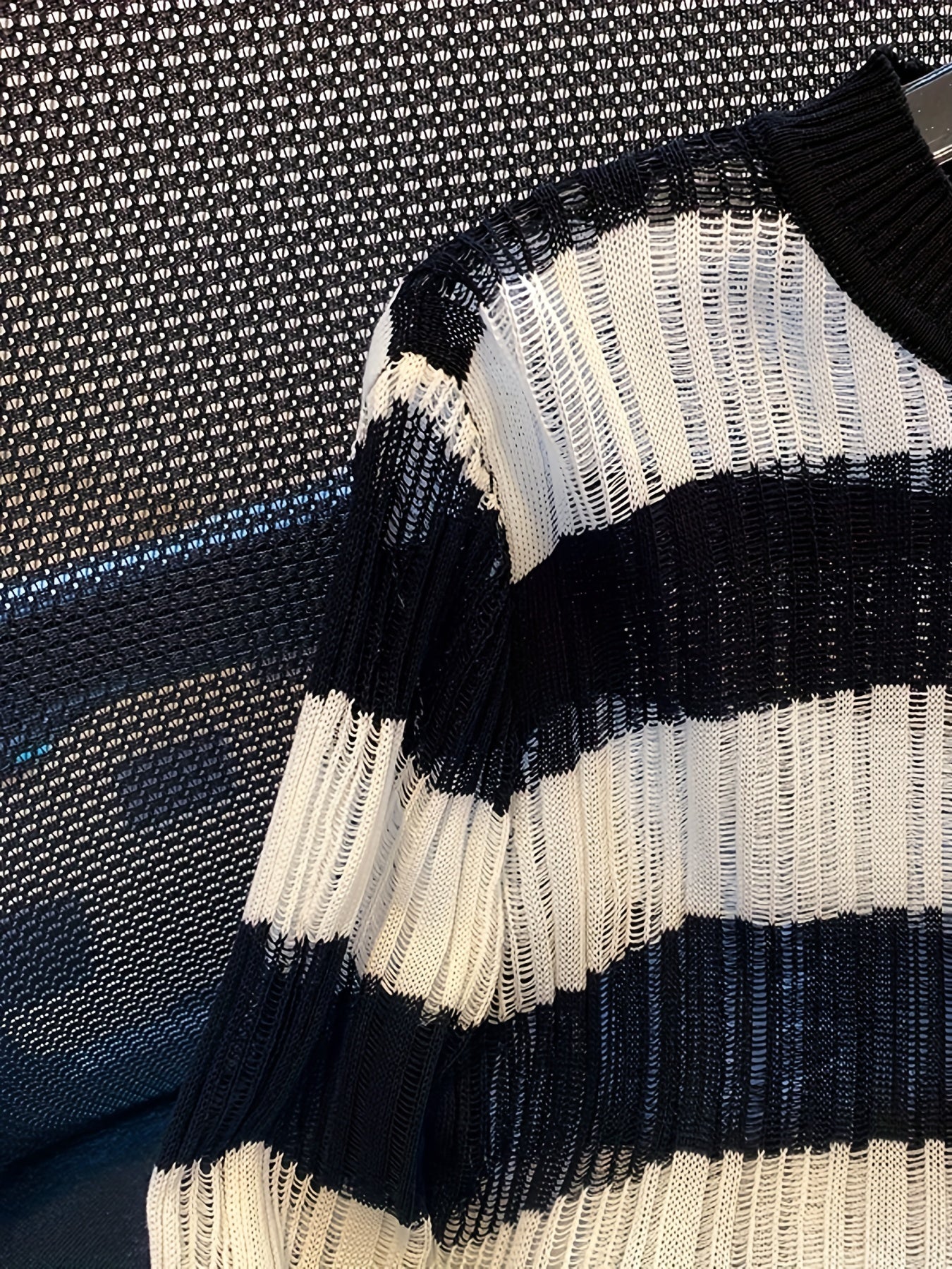 Striped Crew Neck Sweater Long Sleeve for Women's Spring & Fall