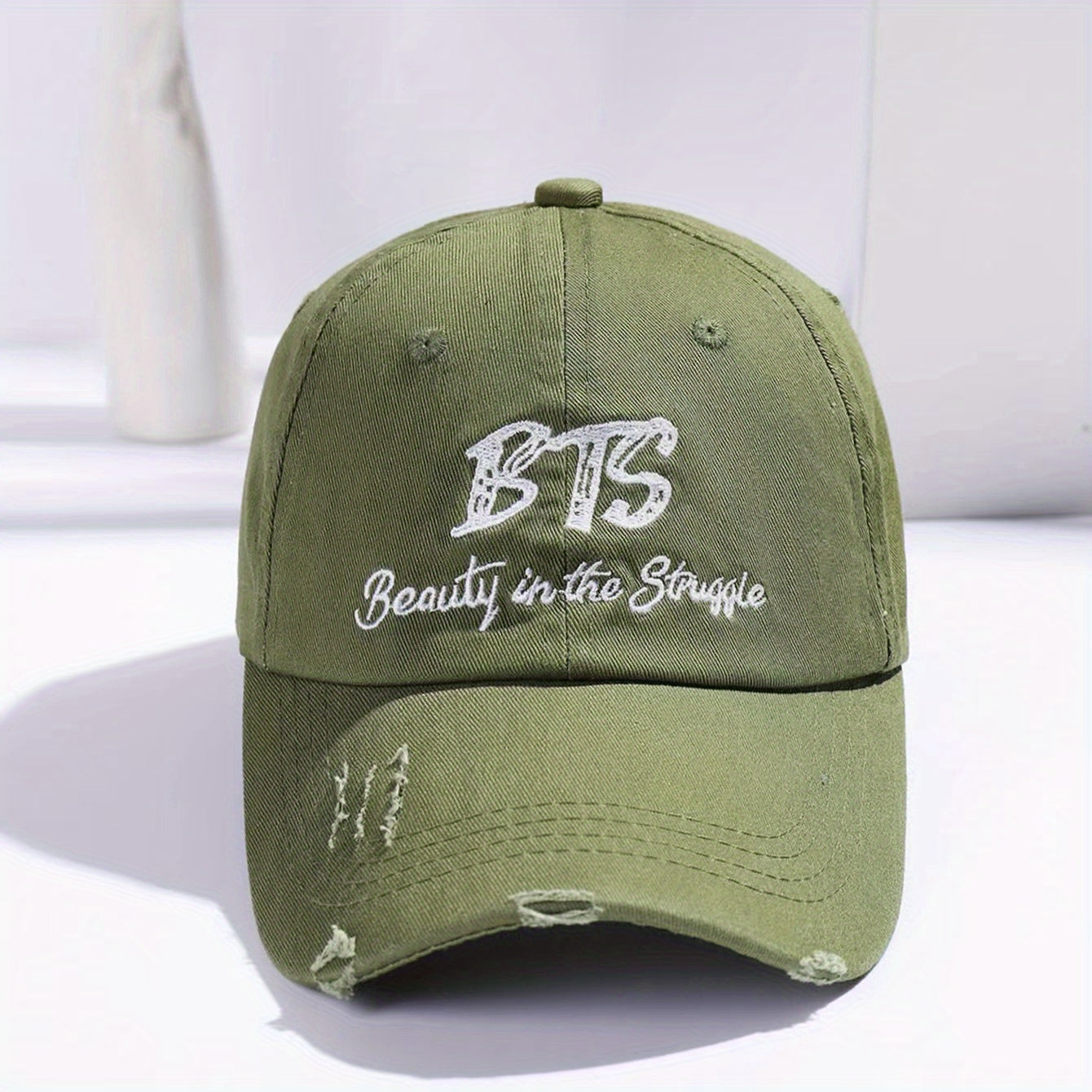 B T S Distressed Denim Baseball Cap