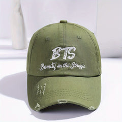 B T S Distressed Denim Baseball Cap