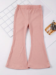 2pcs Toddler Girls Ribbed Knit Flared Pants Elastic Waist Kids Summer Clothes